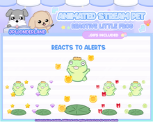 Load image into Gallery viewer, Animated Little Frog Stream Pet with 11 expressions, reacts to commands and alerts | Digital assets | Stream Deco | Twitch Pets animation

