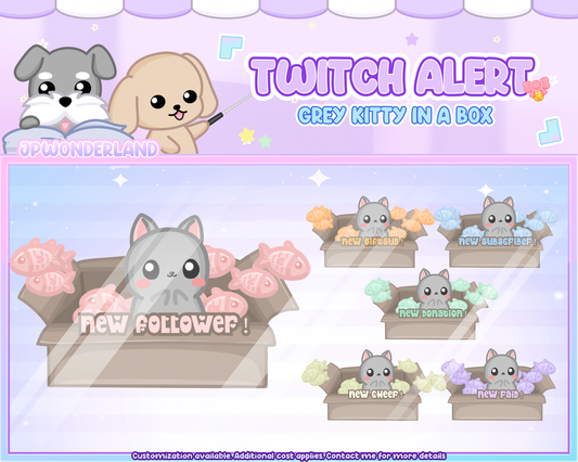 Kitty Animated Twitch Overlay Alerts (Total 6)