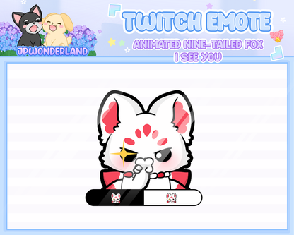 Animated Nine Tailed I see you Emotes / Kumiho Eyeing Emote / Gumiho Discord