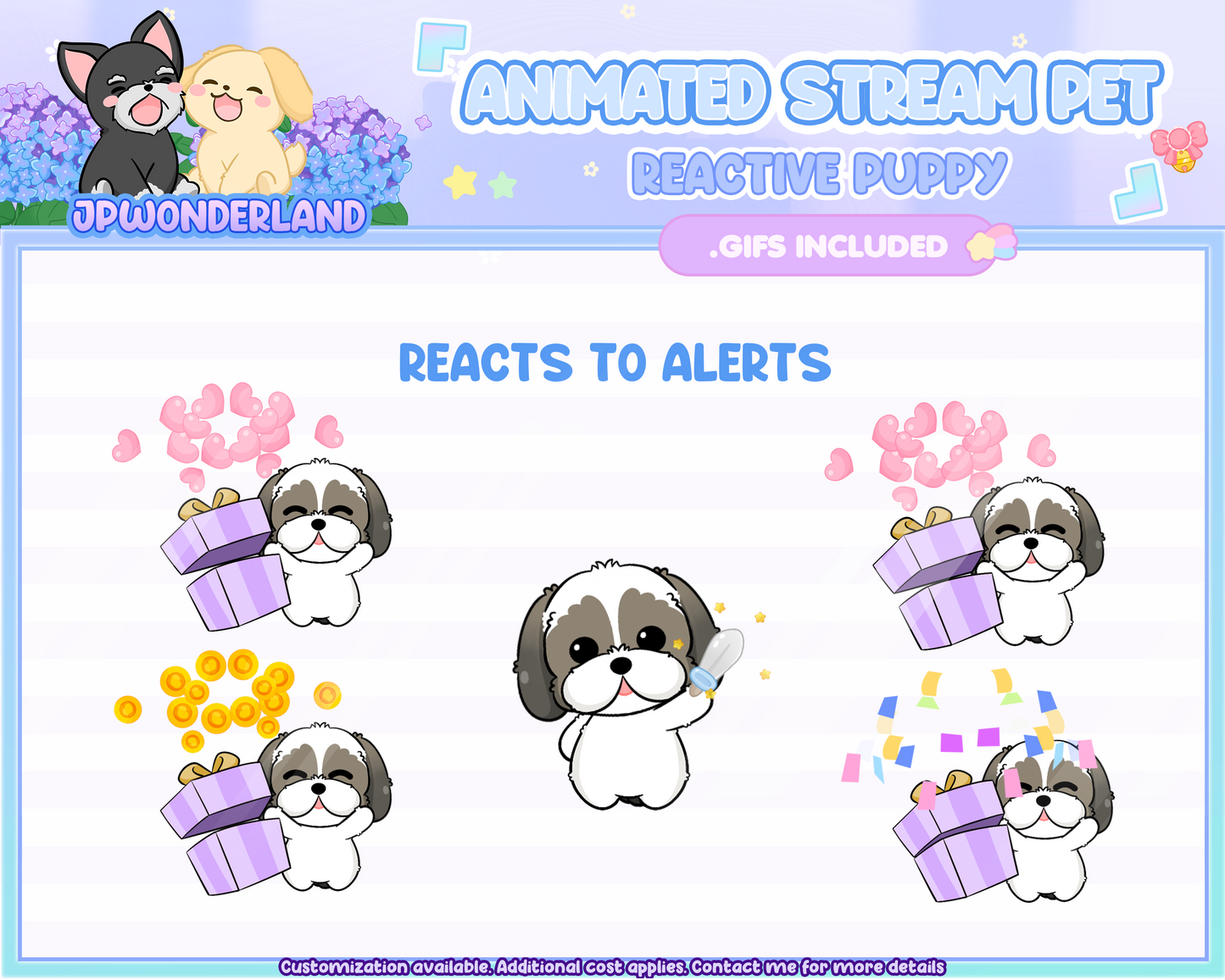 Animated Puppy Stream Pet with 12 expressions, reacts to commands and alerts | Digital assets | Stream Deco | Twitch Pets animation