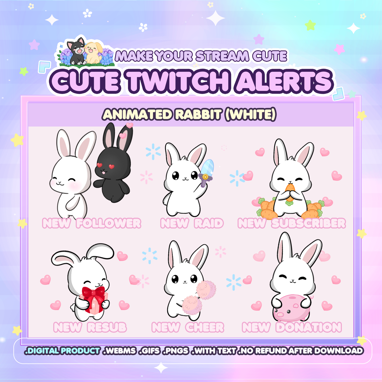 Animated Bunny Twitch Alerts - Unique Bunny Series