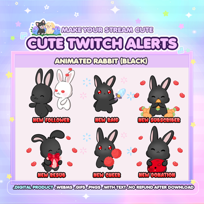 Animated Bunny Twitch Alerts - Unique Bunny Series