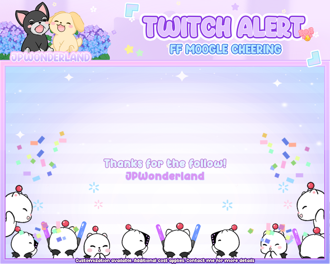 Full-Screen Twitch Alerts - Cute Moogle/ Grey Kitty / Nine-Tailed Fox / White Rabbit