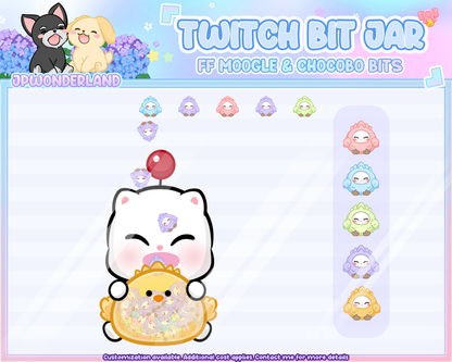 Cute Animated FF Moogle Bit Jar | Digital assets | Stream Deco | Twitch Pets animation | Hype Jar