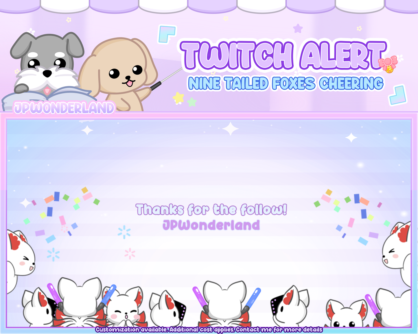 Full-Screen Twitch Alerts - Cute Moogle/ Grey Kitty / Nine-Tailed Fox / White Rabbit