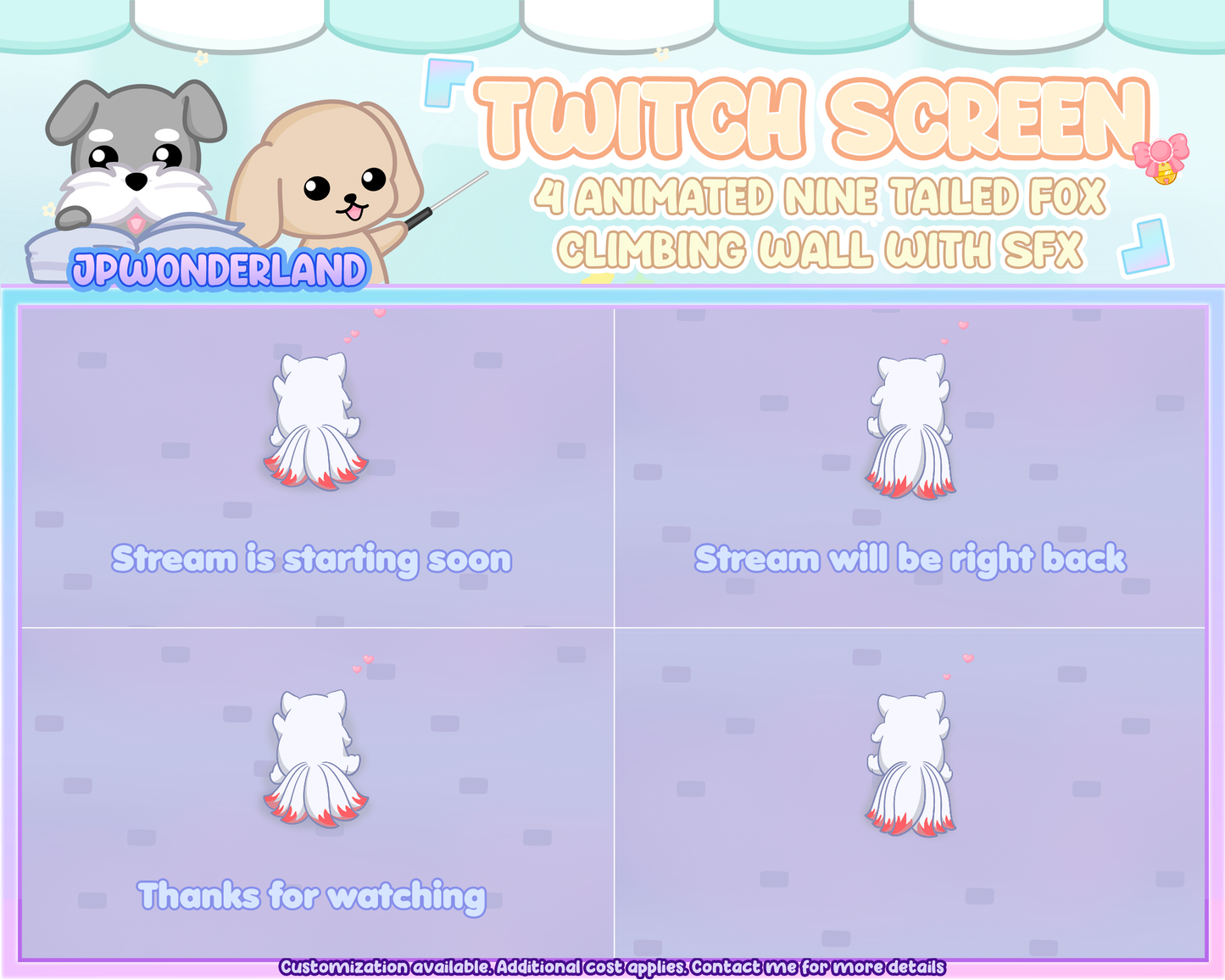 Cute Nine Tailed Fox climbing wall / Gumiho / Kumiho Animated Twitch Screens | Starting Soon | Be Right Back | Thanks for watching