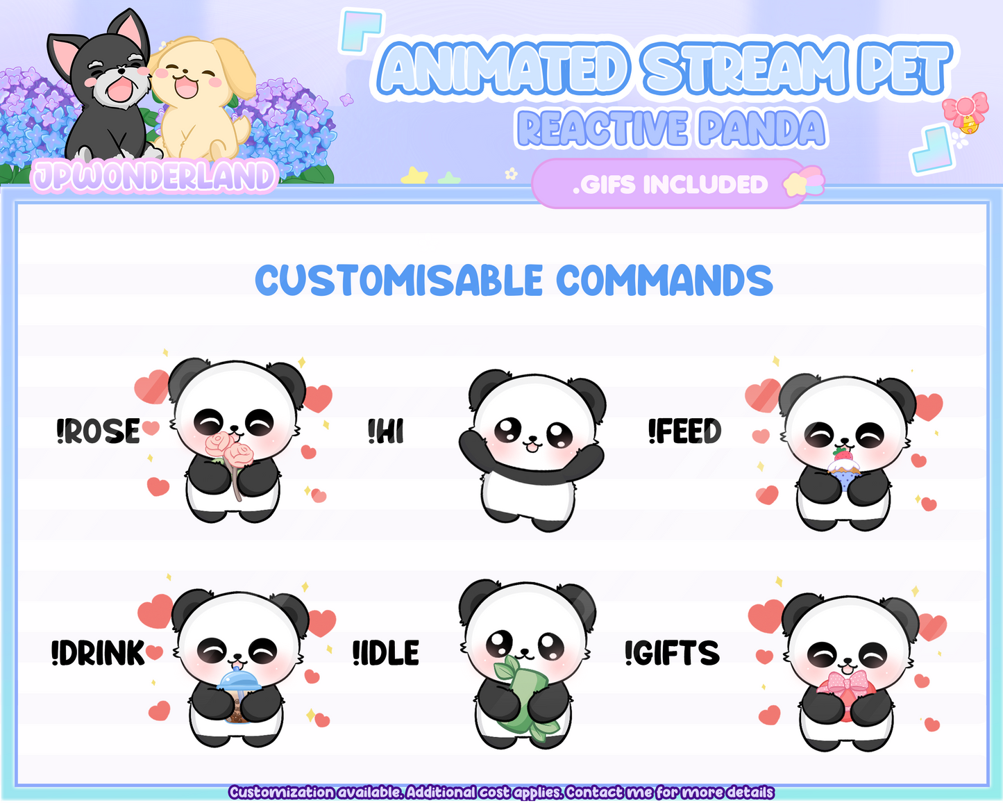 Cute Animated Panda Stream Pet, reacts to commands and alerts | Digital assets | Stream Deco | Twitch Pets animation