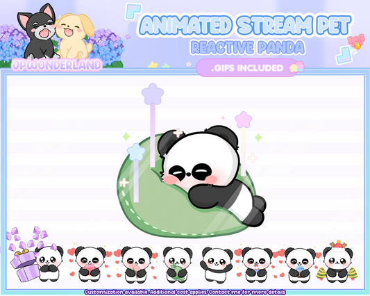 Cute Animated Panda Stream Pet, reacts to commands and alerts | Digital assets | Stream Deco | Twitch Pets animation