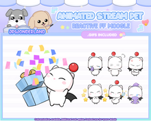 Load image into Gallery viewer, Cute Animated Moogle Pet with 6 expressions, reacts to commands and alerts | Digital assets | Stream Deco | Twitch Pets animation
