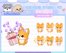 Load image into Gallery viewer, Animated Fox Stream Pet with 6 expressions, reacts to commands and alerts | Digital assets | Stream Deco | Twitch Pets animation (Copy)
