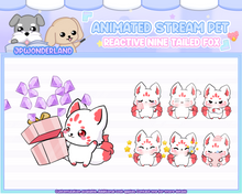 Load image into Gallery viewer, Cute Animated Nine Tailed Fox Stream Pet with 6 expressions, reacts to commands and alerts | Digital assets | Stream Deco | Twitch Pets animation
