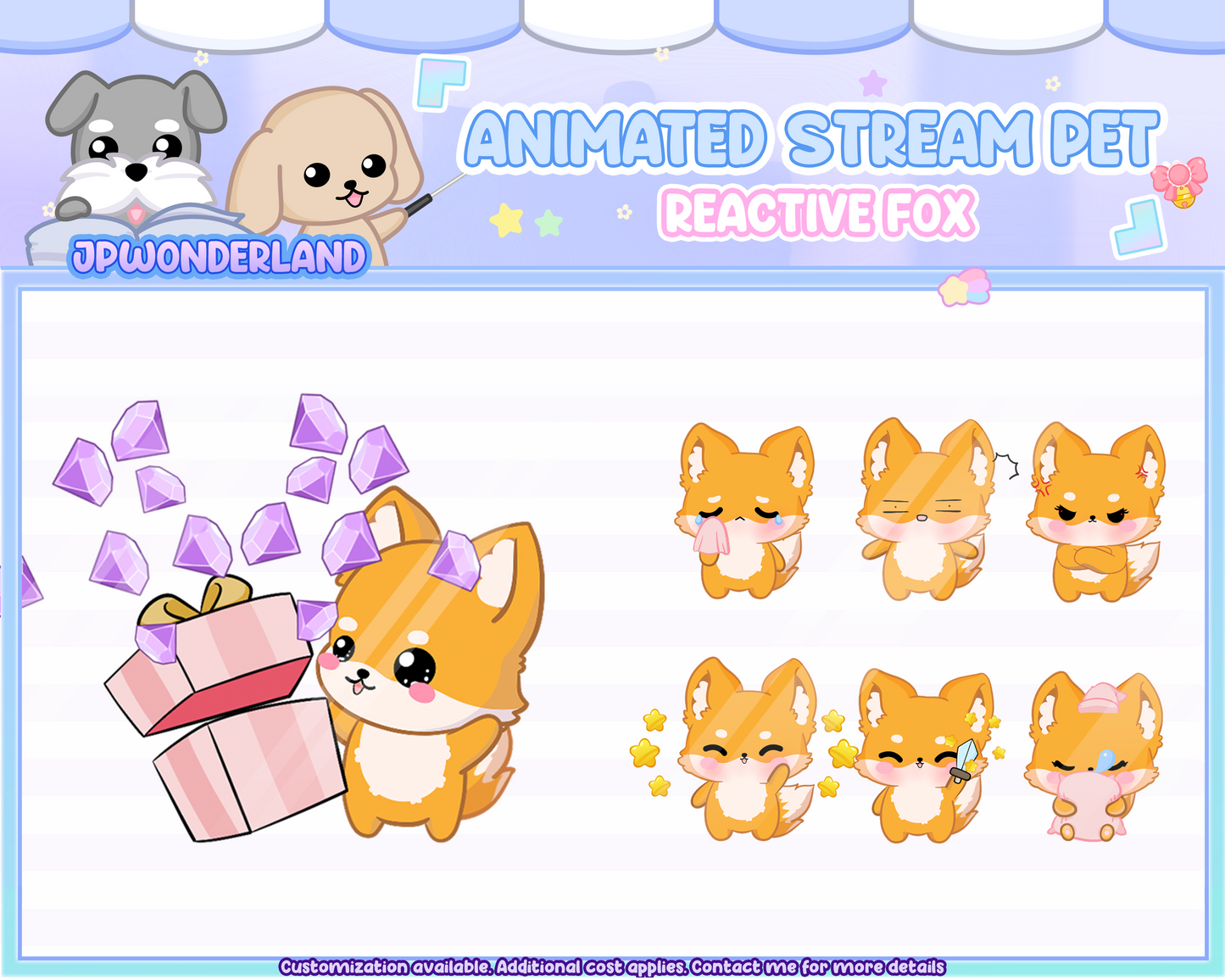 Animated Fox Stream Pet with 6 expressions, reacts to commands and alerts | Digital assets | Stream Deco | Twitch Pets animation