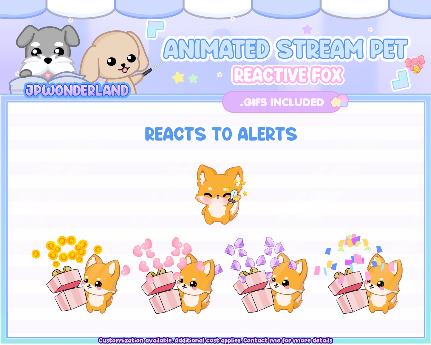 Animated Fox Stream Pet with 6 expressions, reacts to commands and alerts | Digital assets | Stream Deco | Twitch Pets animation