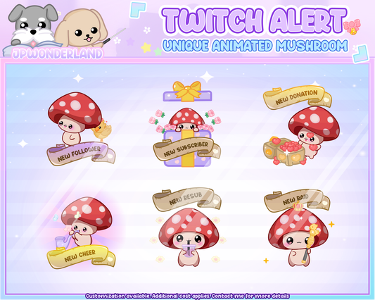 Unique Animated Red Mushroom Twitch Alerts