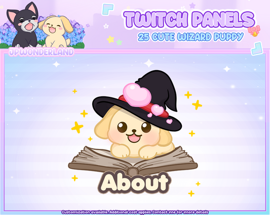 Magic Puppy Twitch Panels -  Cute Dog wearing wizard hat