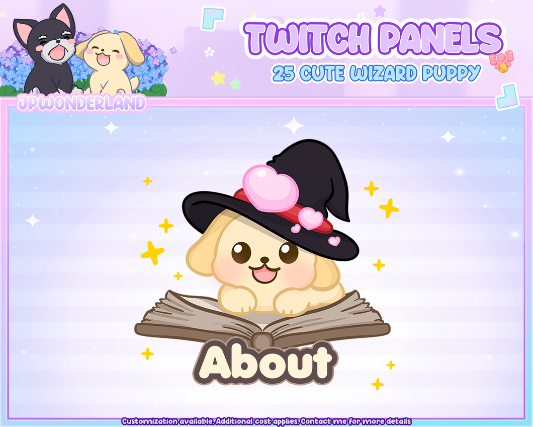 Magic Puppy Twitch Panels -  Cute Dog wearing wizard hat
