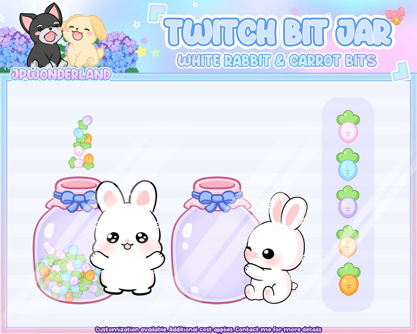 Cute Animated White Rabbit Bit Jar | Digital assets | Stream Deco | Twitch Pets animation | Kawaii Bunny Hype Jar