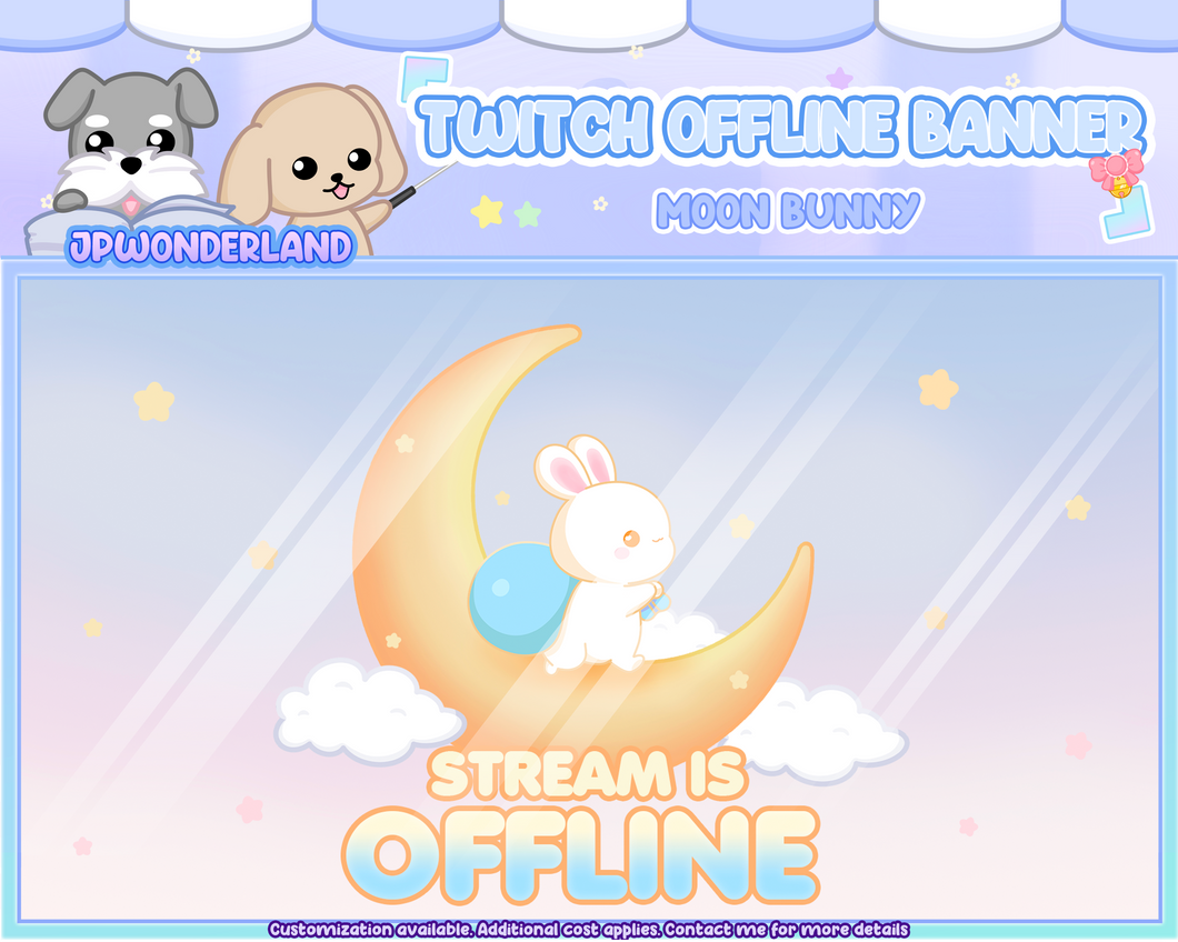 Bunny on the moon Twitch Offline Screen / Stream offline banner / Twitch Overlay