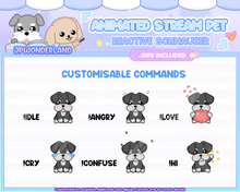 Load image into Gallery viewer, Animated Schnauzer Stream Pet with 12 expressions, reacts to commands and alerts | Digital assets | Stream Deco | Twitch Pets animation

