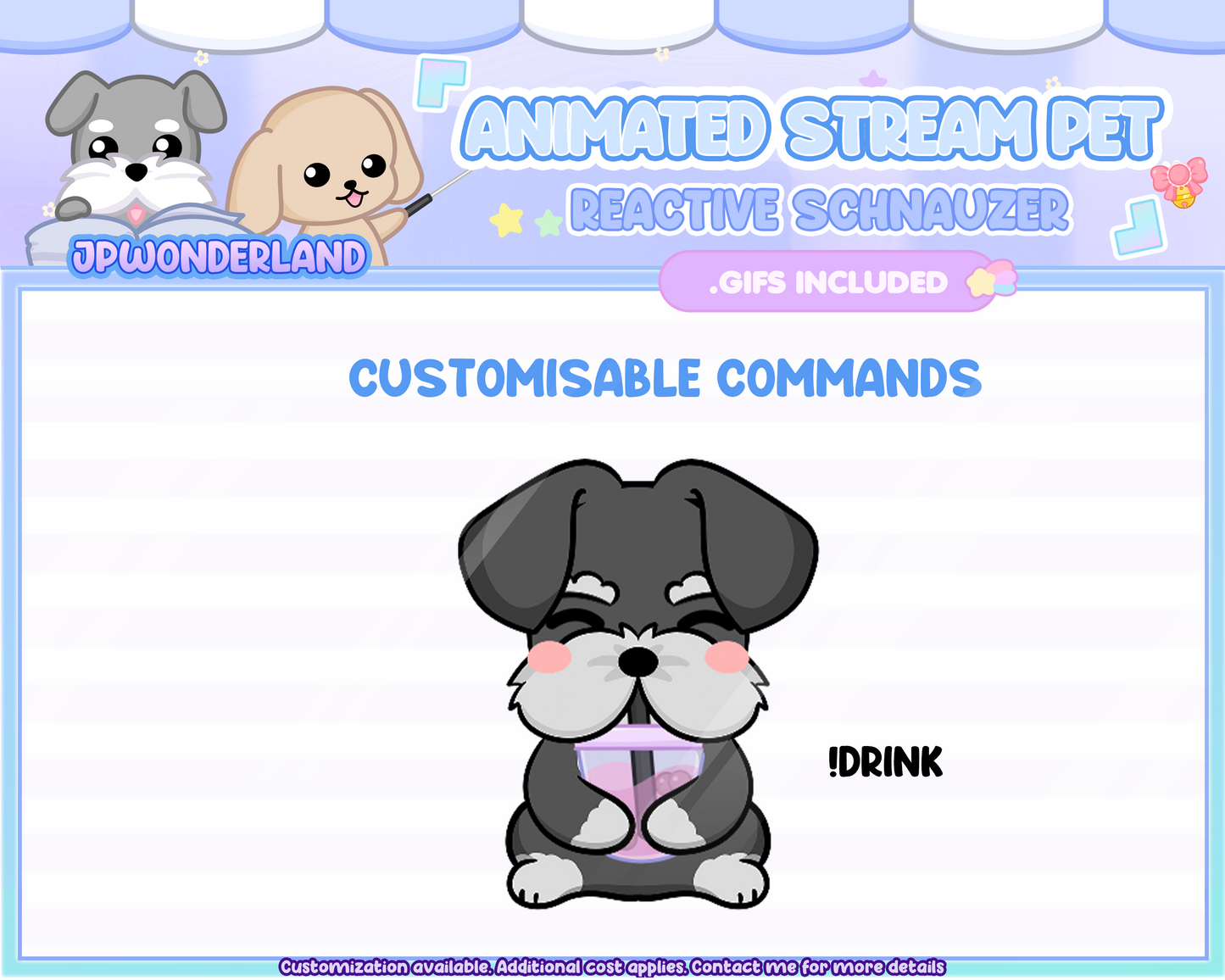 Animated Schnauzer Stream Pet with 12 expressions, reacts to commands and alerts | Digital assets | Stream Deco | Twitch Pets animation