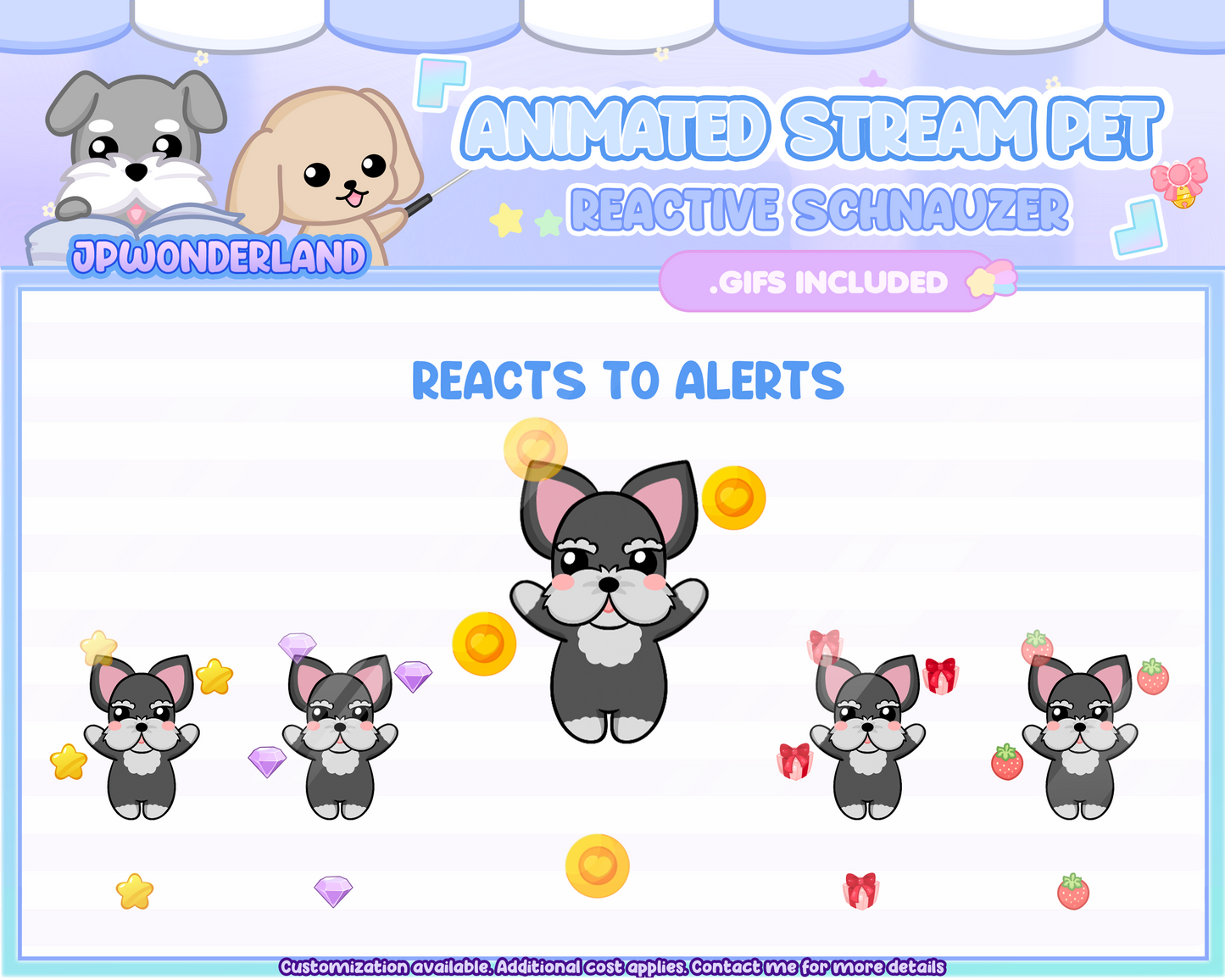 Animated Schnauzer Stream Pet with 12 expressions, reacts to commands and alerts | Digital assets | Stream Deco | Twitch Pets animation