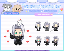 Load image into Gallery viewer, Animated Chibi Sephiroth Stream Pet with 12 animations, reacts to commands and alerts | Digital assets | Stream Deco | Twitch Pets animation
