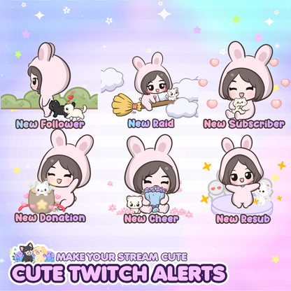 Animated Unique Chibi Girl Twitch Alerts Bundle