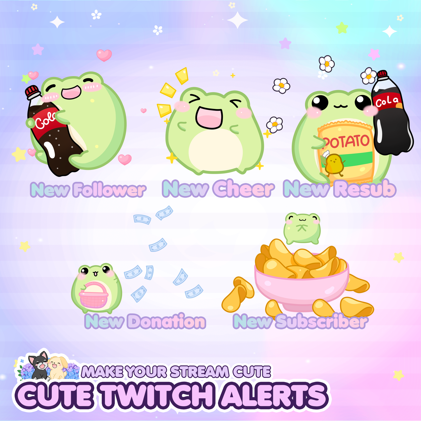 Animated Froggy Twitch Alert Bundle / Stream Alert / Twitch Overlay / Cute Froggy