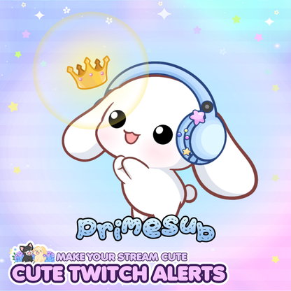 Animated Cute Floppy Ear Bunny PrimeSub Twitch Alert
