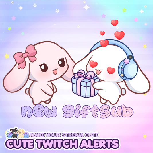 Animated Cute Floppy Ear Bunny Giftsub Twitch Alert