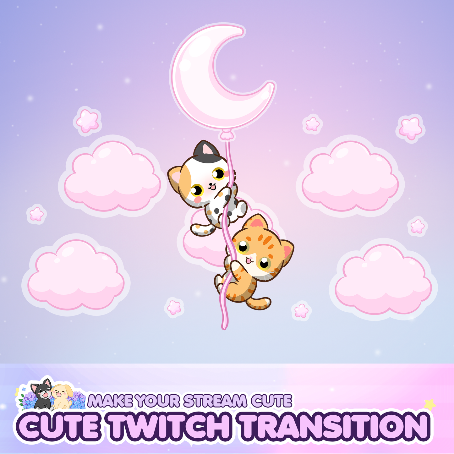 Animated Twitch Transition - Kitty on the Moon Luna Series