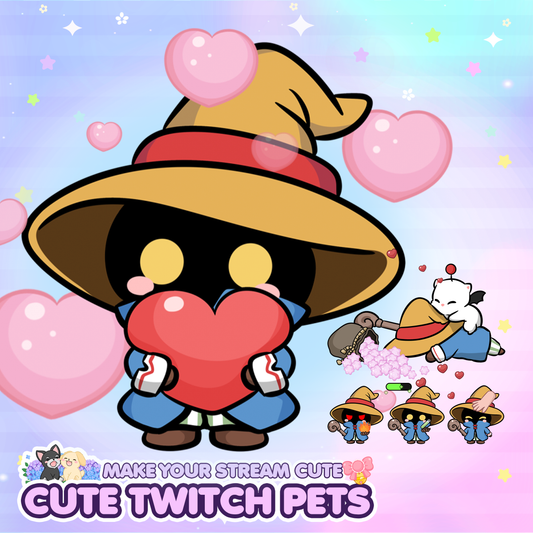 Cute Animated FF Vivi Stream Pet with 13 expressions, reacts to commands and alerts | Digital assets | Stream Deco | Twitch Pets animation