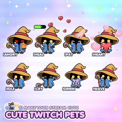 Cute Animated FF Vivi Stream Pet with 13 expressions, reacts to commands and alerts | Digital assets | Stream Deco | Twitch Pets animation