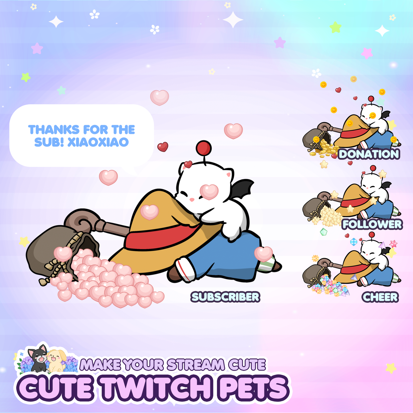 Cute Animated FF Vivi Stream Pet with 13 expressions, reacts to commands and alerts | Digital assets | Stream Deco | Twitch Pets animation