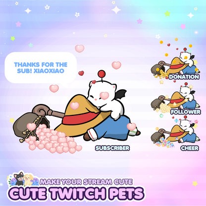 Cute Animated FF Vivi Stream Pet with 13 expressions, reacts to commands and alerts | Digital assets | Stream Deco | Twitch Pets animation