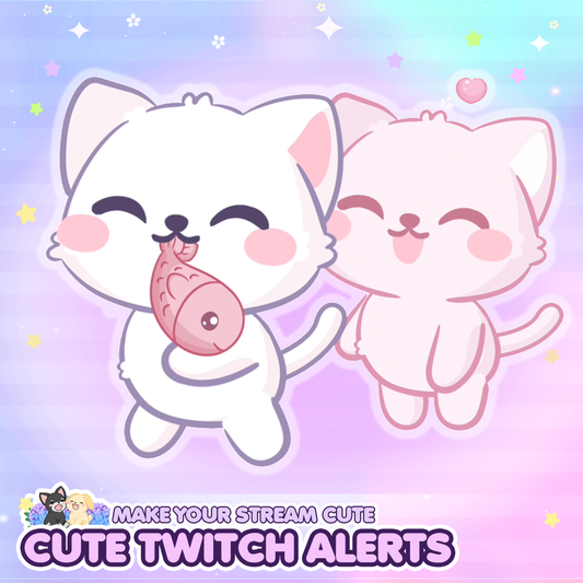 Cute Animated Kitty Twitch Alerts (Grey/White/Black/Calico)