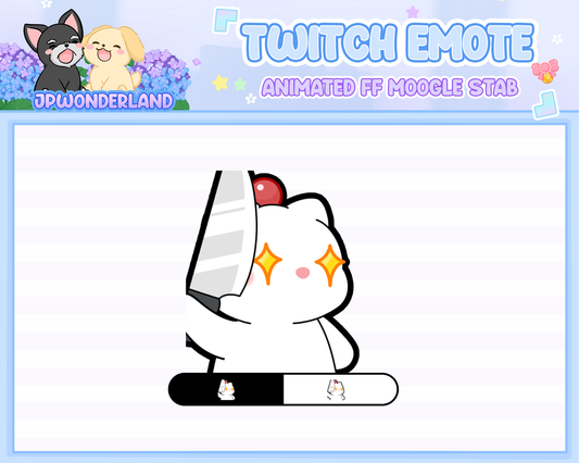 Animated Final Fantasy Moogle stabbing/knife Twitch Emote / Twitch Overlay / Stream Emote / Discord Emotes