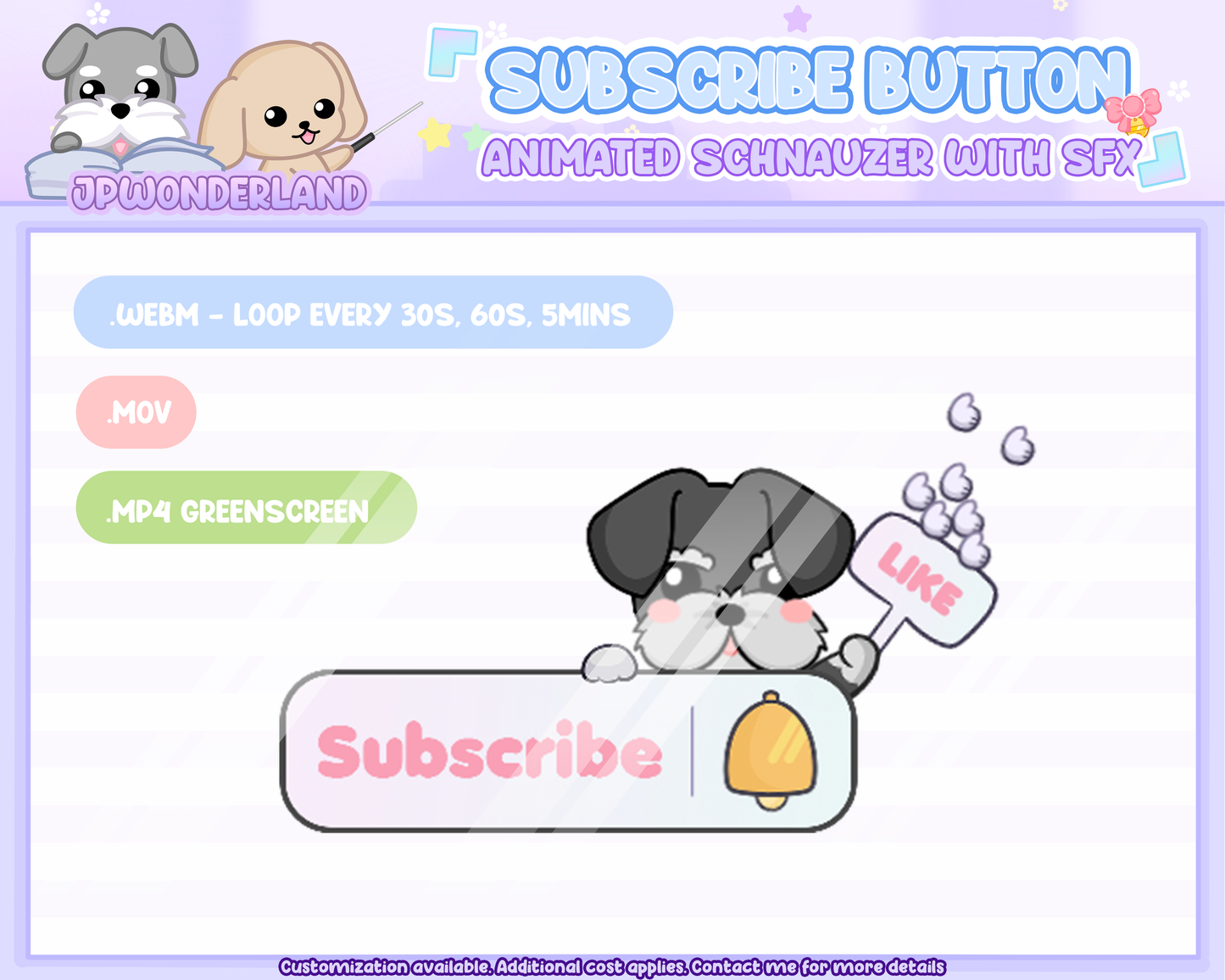 Animated Streaming Subscribe Button Overlay w SFX / Cute Schnauzer Animation / Stream Setup / Intro Video / Youtube / Twitch / Facebook