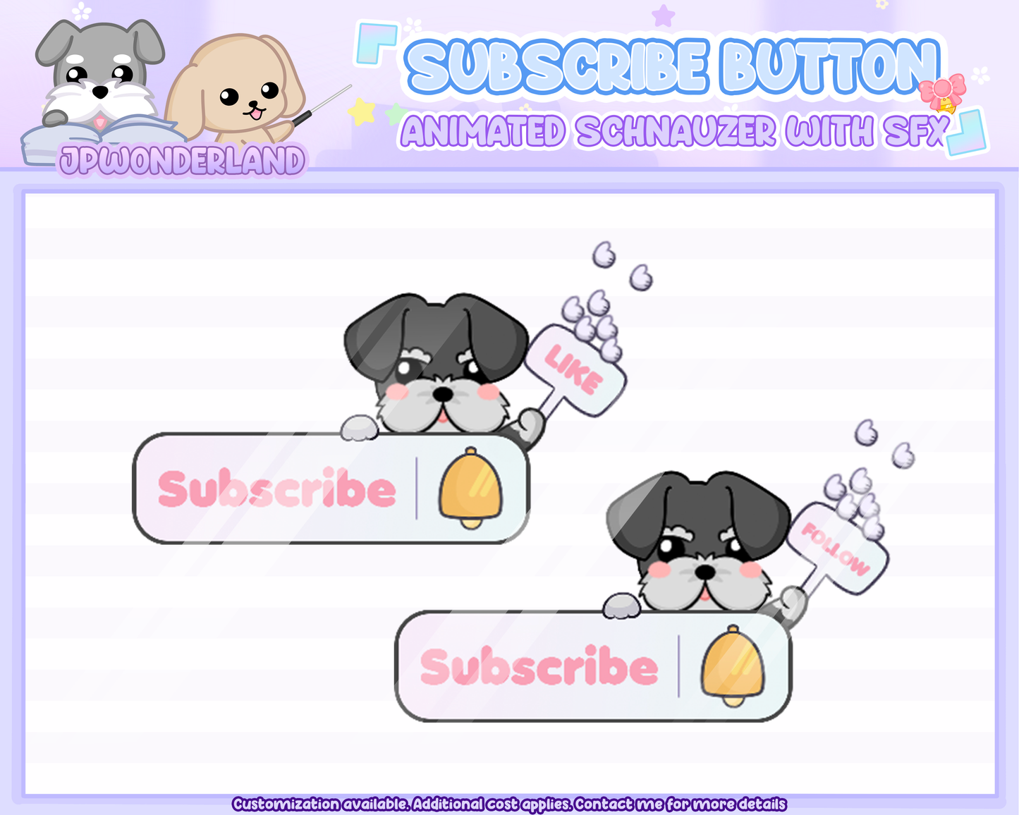 Animated Streaming Subscribe Button Overlay w SFX / Cute Schnauzer Animation / Stream Setup / Intro Video / Youtube / Twitch / Facebook