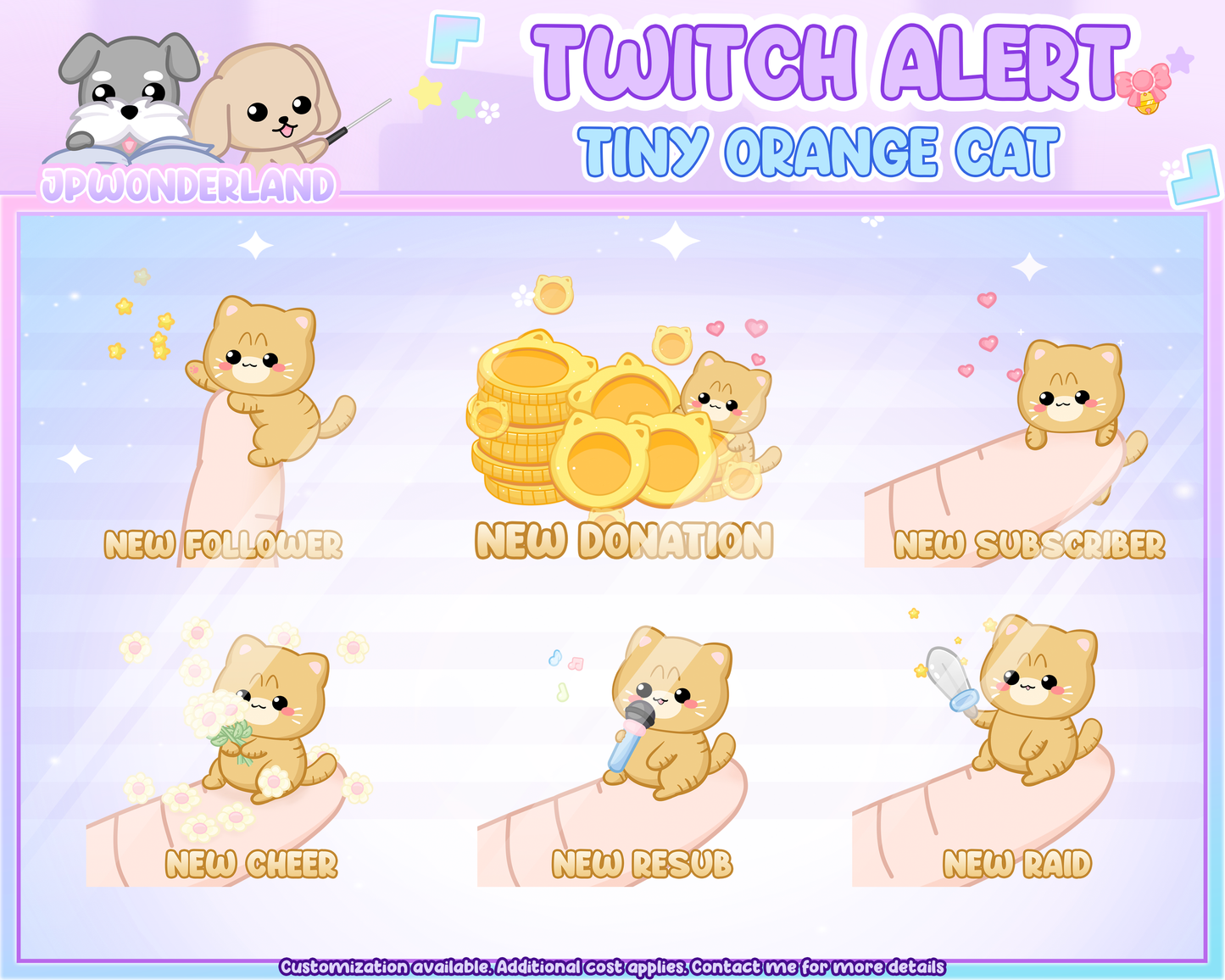 Animated Tiny Orange Kitty Twitch Alert Bundle / Stream Alert / Twitch Overlay / Cute ginger cat