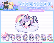 Load image into Gallery viewer, Cute Animated Unicorn Stream Pet, reacts to commands and alerts | Digital assets | Stream Deco | Twitch Pets animation
