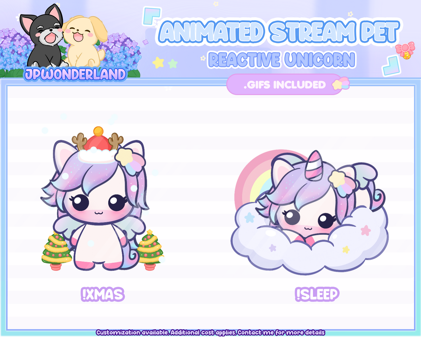 Cute Animated Unicorn Stream Pet, reacts to commands and alerts | Digital assets | Stream Deco | Twitch Pets animation