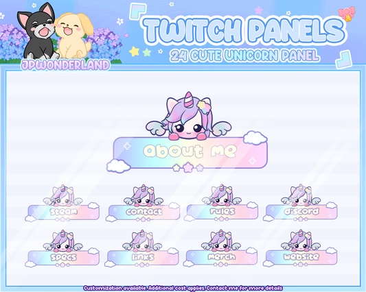 24 Cute Unicorn Twitch Panels / Stream Panel