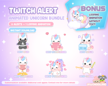 Load image into Gallery viewer, Unique Animated Unicorn Twitch Alerts - Stream Alert | Kawaii Unicorn | Ninja Unicorn

