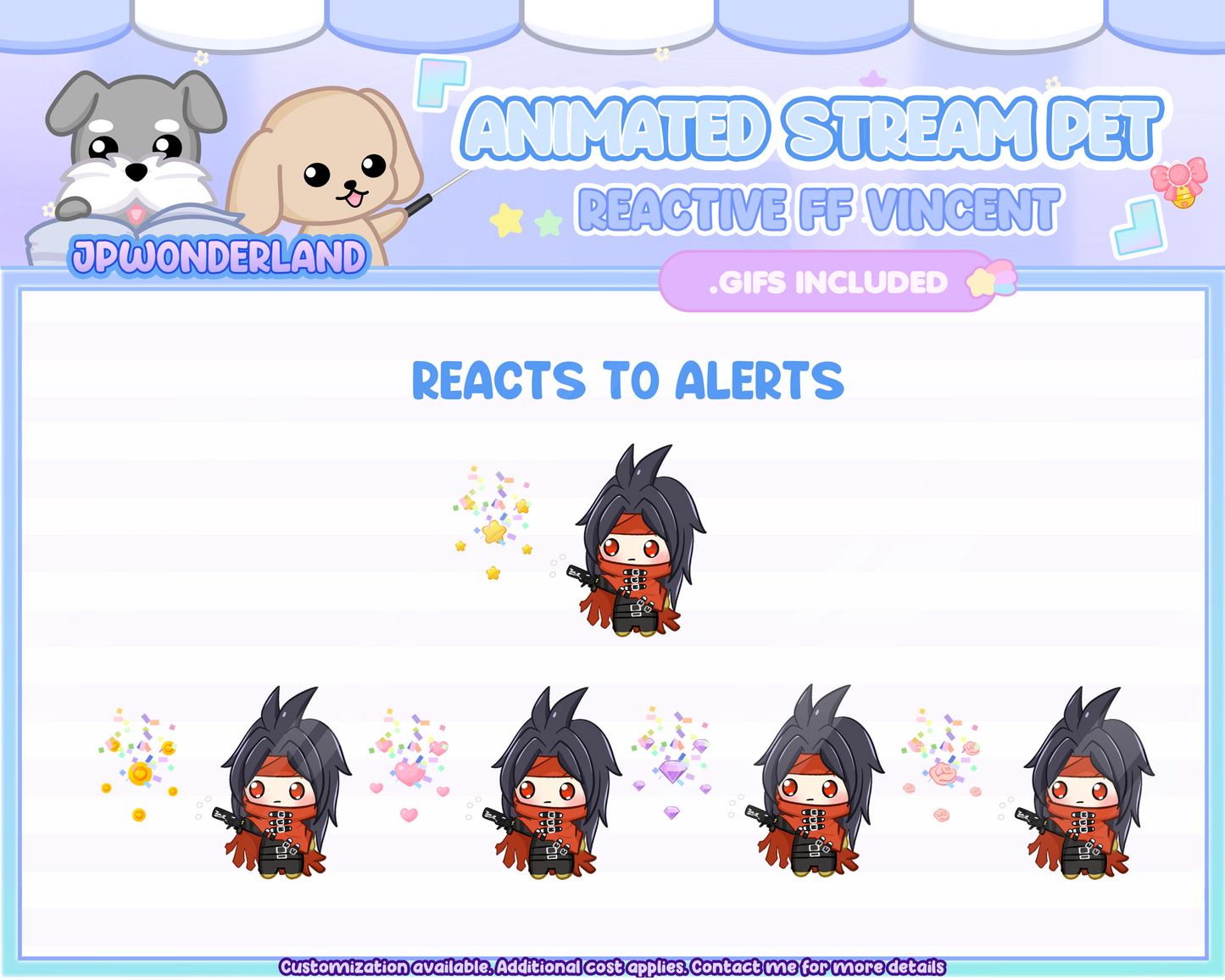 Animated Chibi Vincent Stream Pet with 6 expressions, reacts to commands and alerts | Digital assets | Stream Deco | Twitch Pets animation