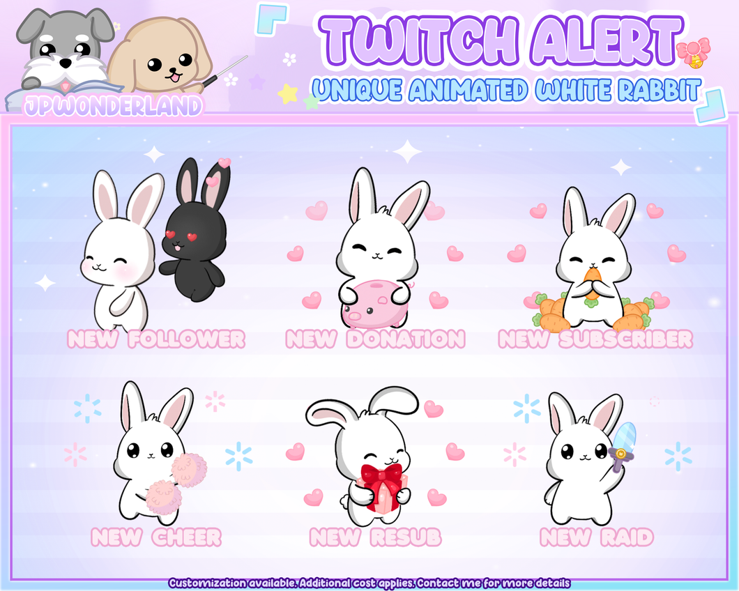Animated Bunny Twitch Alerts - Unique Bunny Series