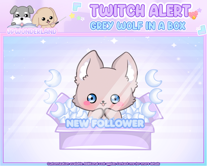 Grey Wolf in a box Animated Twitch Alerts