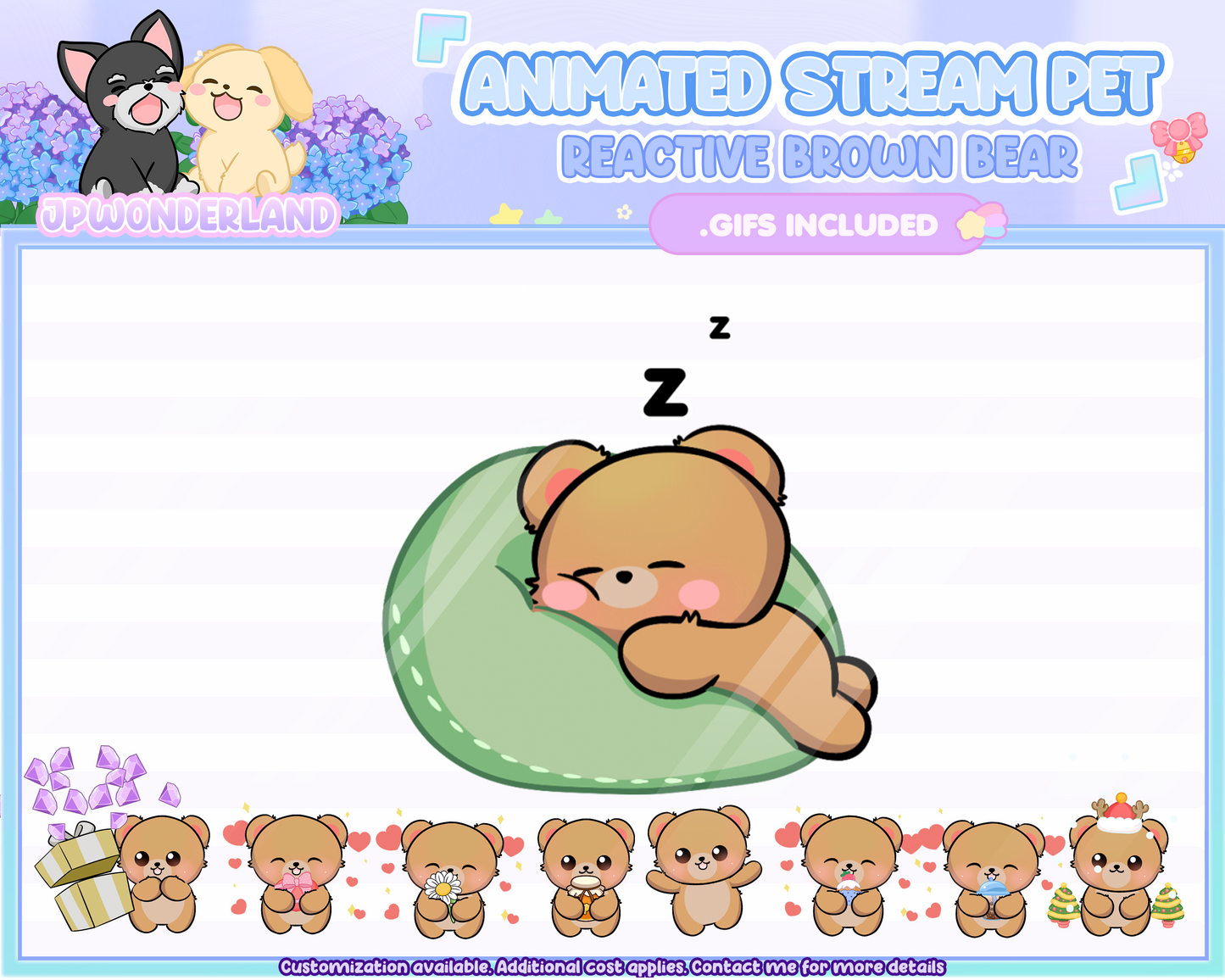 Cute Animated Brown Bear Stream Pet, reacts to commands and alerts | Digital assets | Stream Deco | Twitch Pets animation