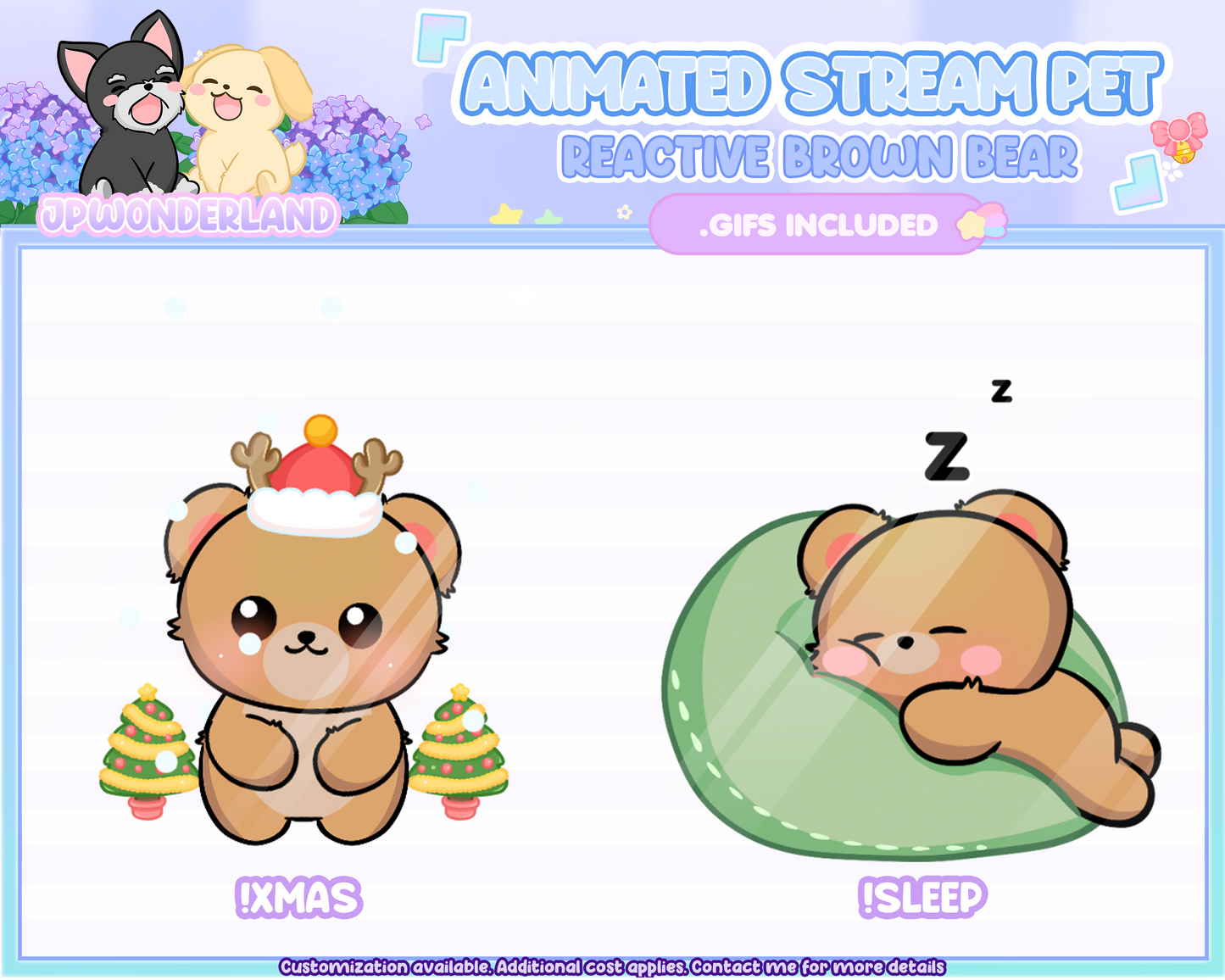 Cute Animated Brown Bear Stream Pet, reacts to commands and alerts | Digital assets | Stream Deco | Twitch Pets animation