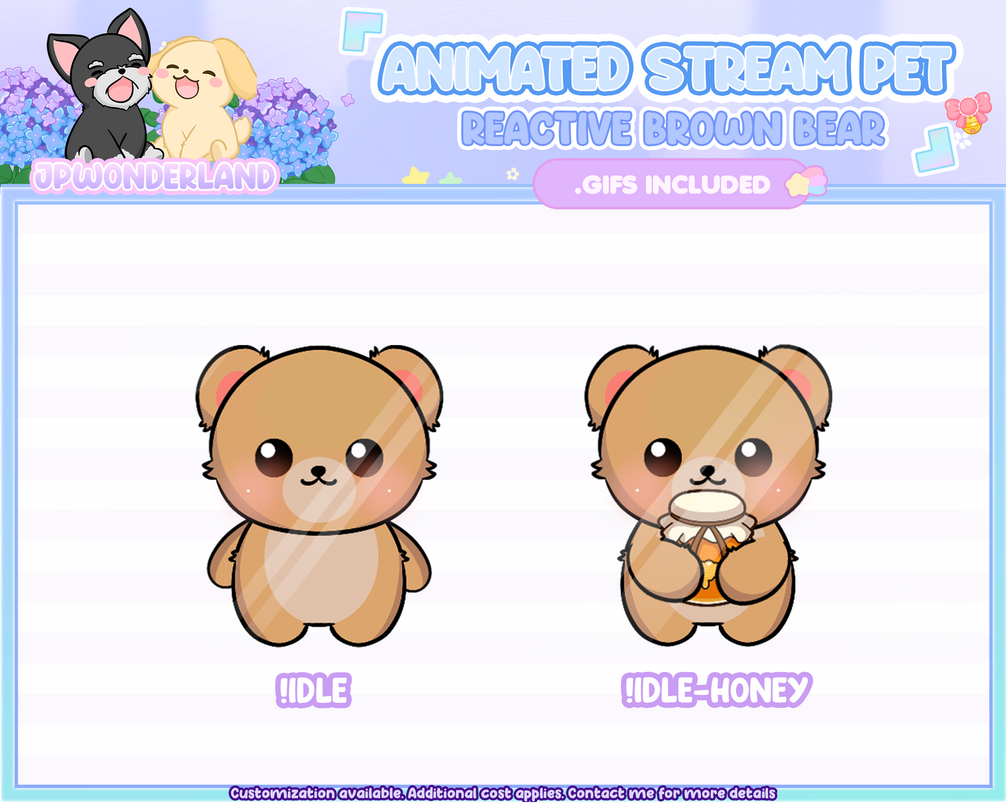 Cute Animated Brown Bear Stream Pet, reacts to commands and alerts | Digital assets | Stream Deco | Twitch Pets animation